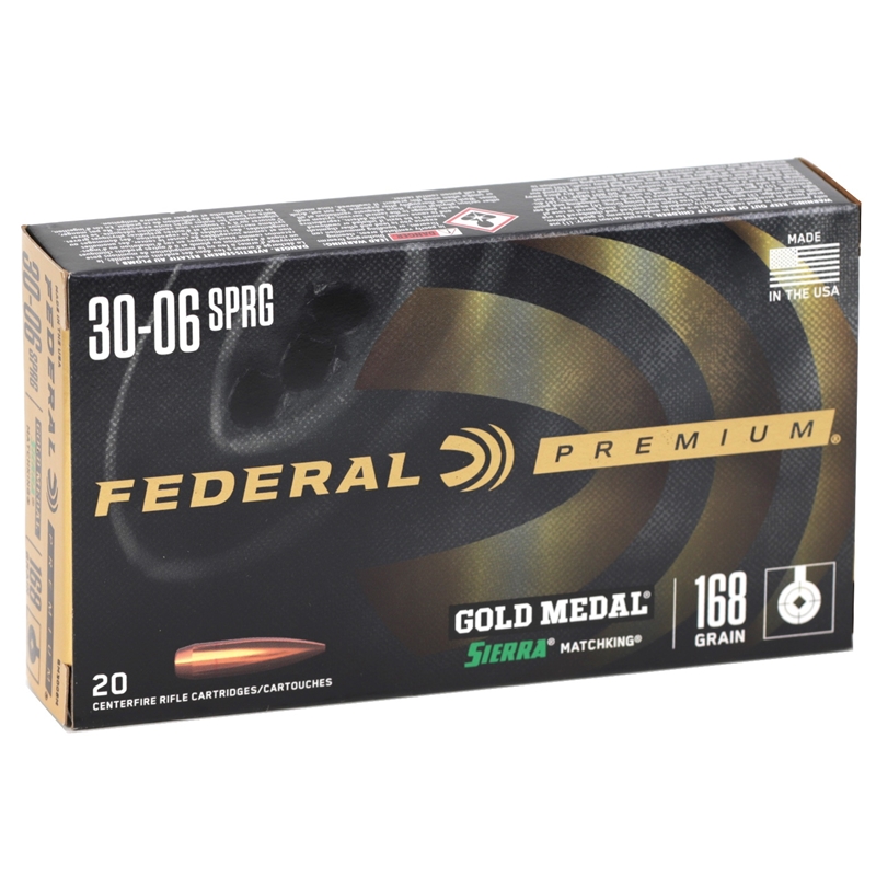 Federal Gold Medal 30-06 Springfield Ammo 168 Grain Sierra MatchKing Hollow Point