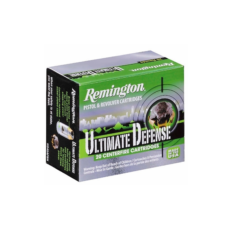 Remington Ultimate Defense 9mm Luger Ammo 124 Grain Brass Jacketed Hollow Point