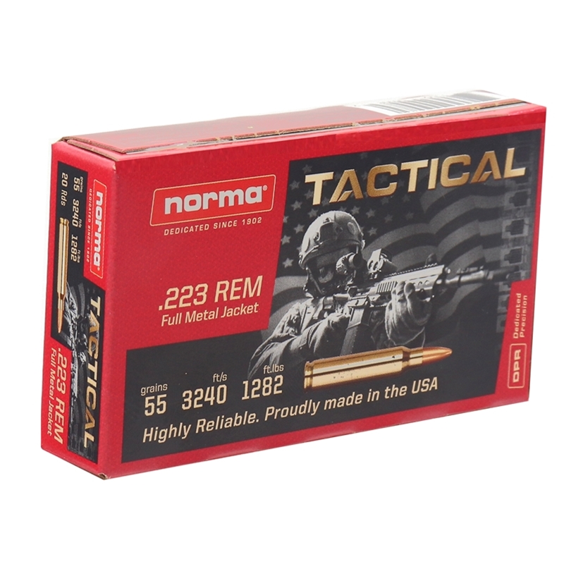 Norma USA 223 Remington Tactical Ammo 55 Grain Full Metal Jacket