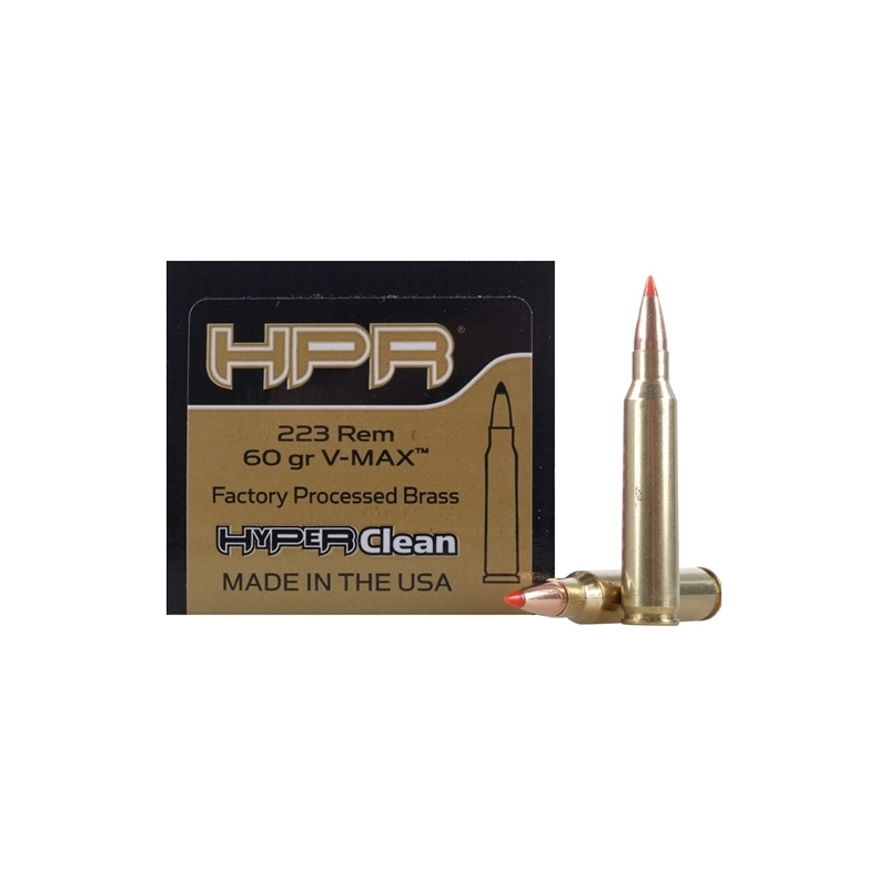 HPR HyperClean 223 Remington Ammo 60 Grain Hornady V-Max