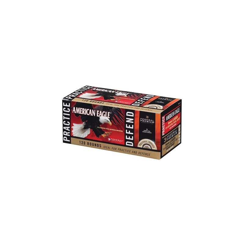 Federal American Eagle 9mm Luger Ammo FMJ/Hydra-Shok Combo Pack