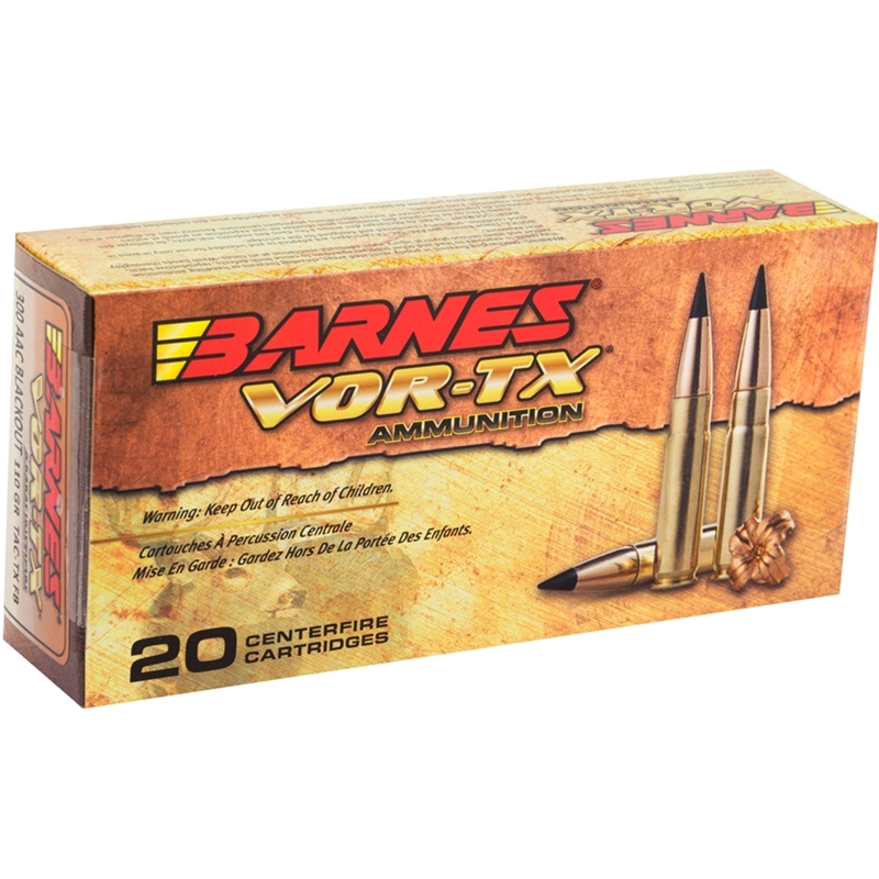 Barnes VOR-TX 300 AAC Blackout Ammo 110 Grain Tipped TAC-TX Bullet Flat Base Lead-Free