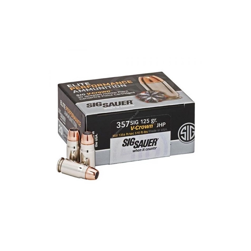 Sig Sauer Elite Performance 357 Sig Ammo 125 Grain V-Crown Jacketed Hollow Point