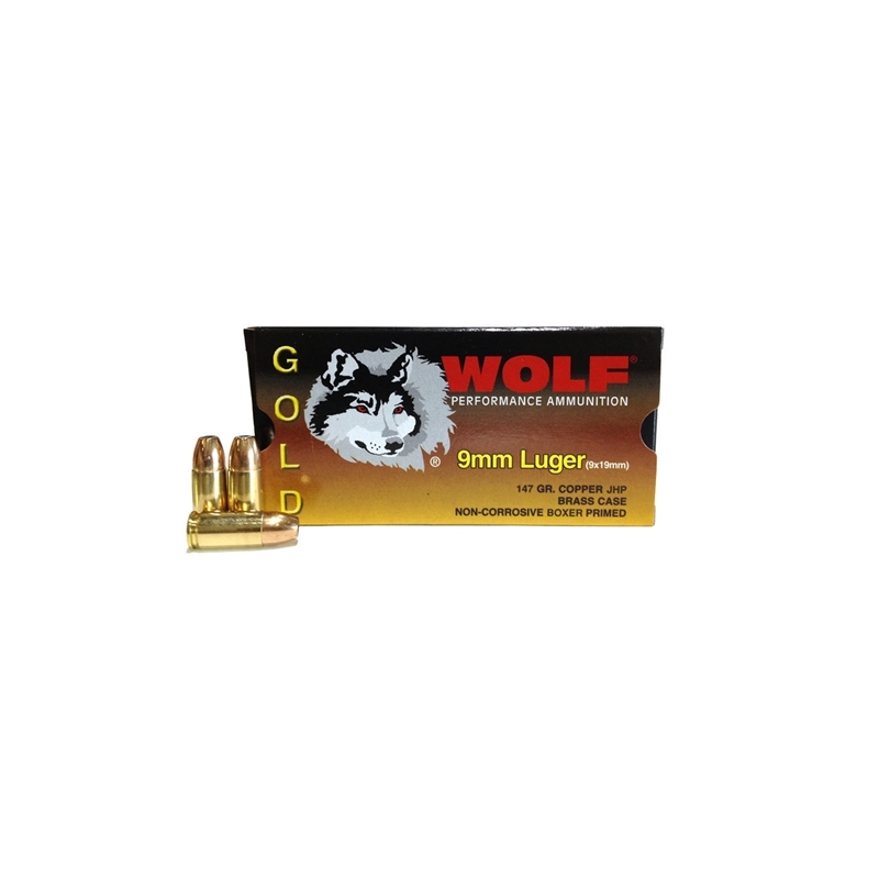 Wolf Gold 9mm Luger Ammo 147 Grain Jacketed Hollow Point