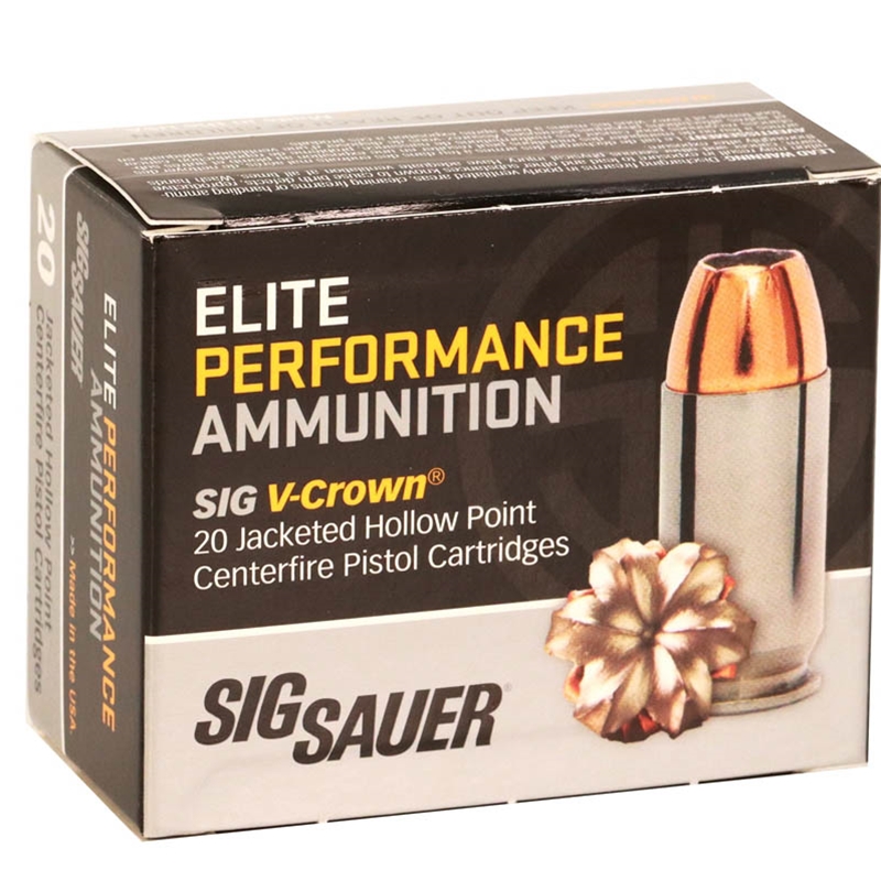 Sig Sauer Elite Performance 40 S&W Ammo 165 Grain V-Crown Jacketed Hollow Point 
