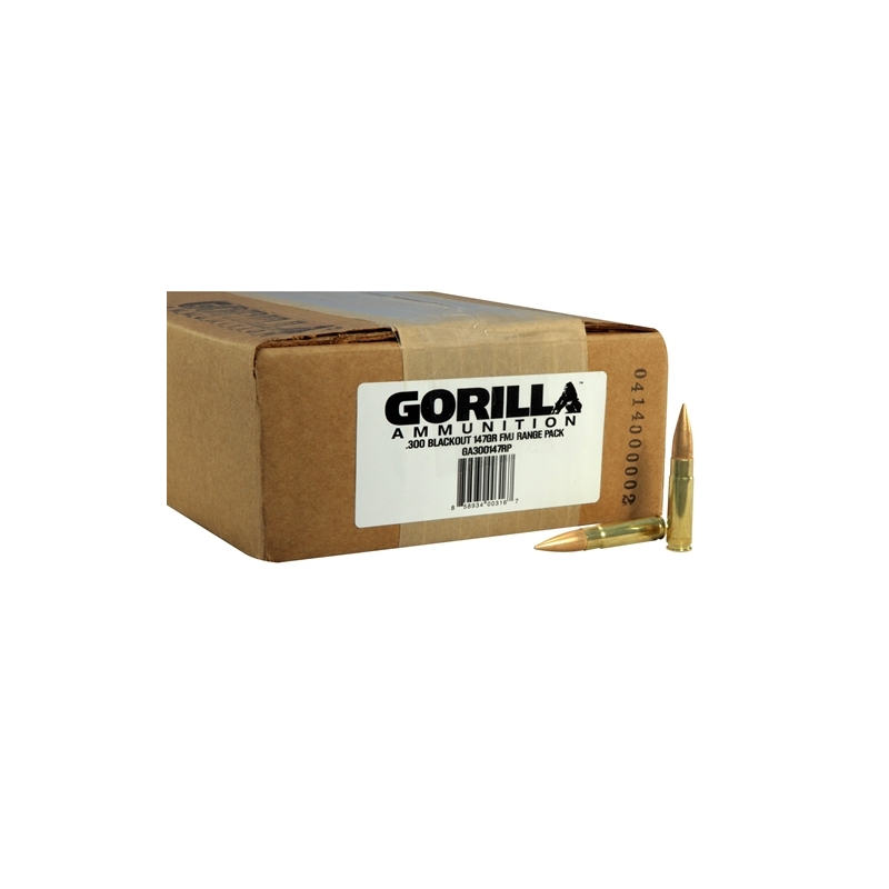 Gorilla Ammunition 300 AAC Blackout Ammo 147 Grain FMJ 200 Rounds Range Pack
