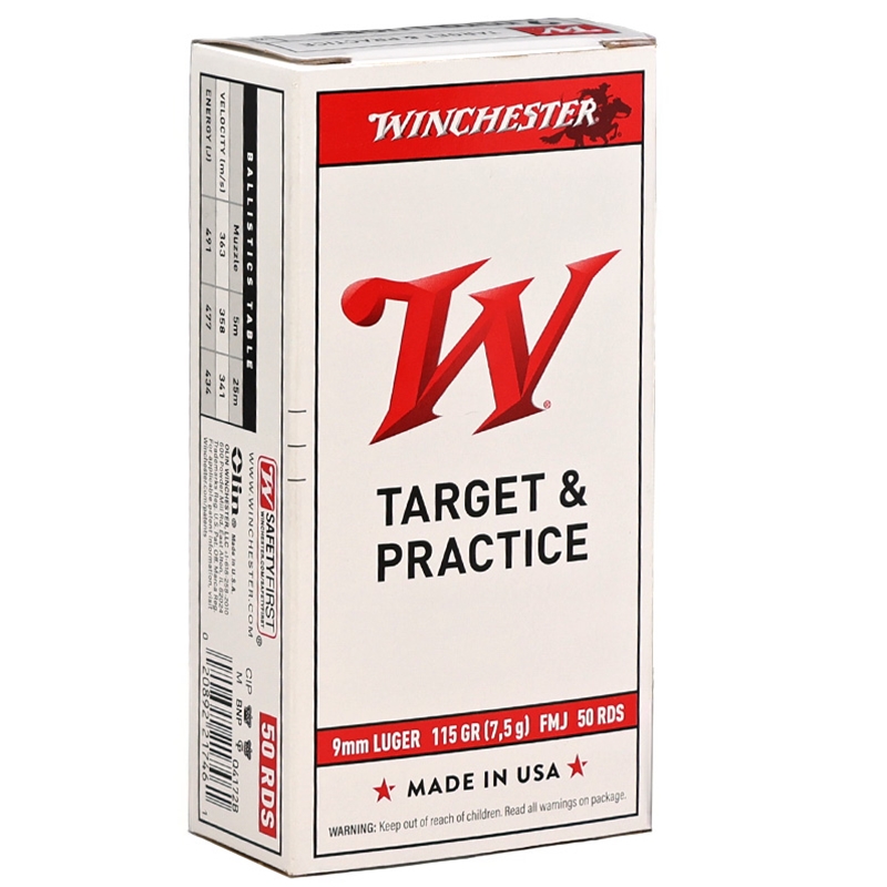 Winchester USA 9mm Ammo 115 Grain Full Metal Jacket - Q4172B