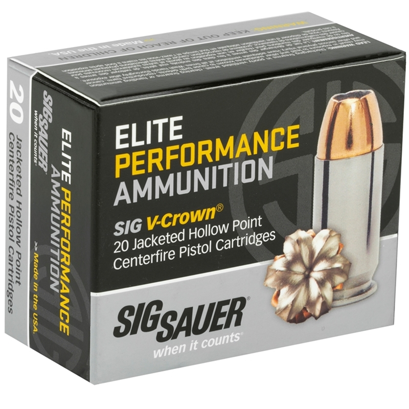 Sig Sauer Elite Performance 10mm AUTO Ammo 180 Grain V-Crown Jacketed Hollow Point