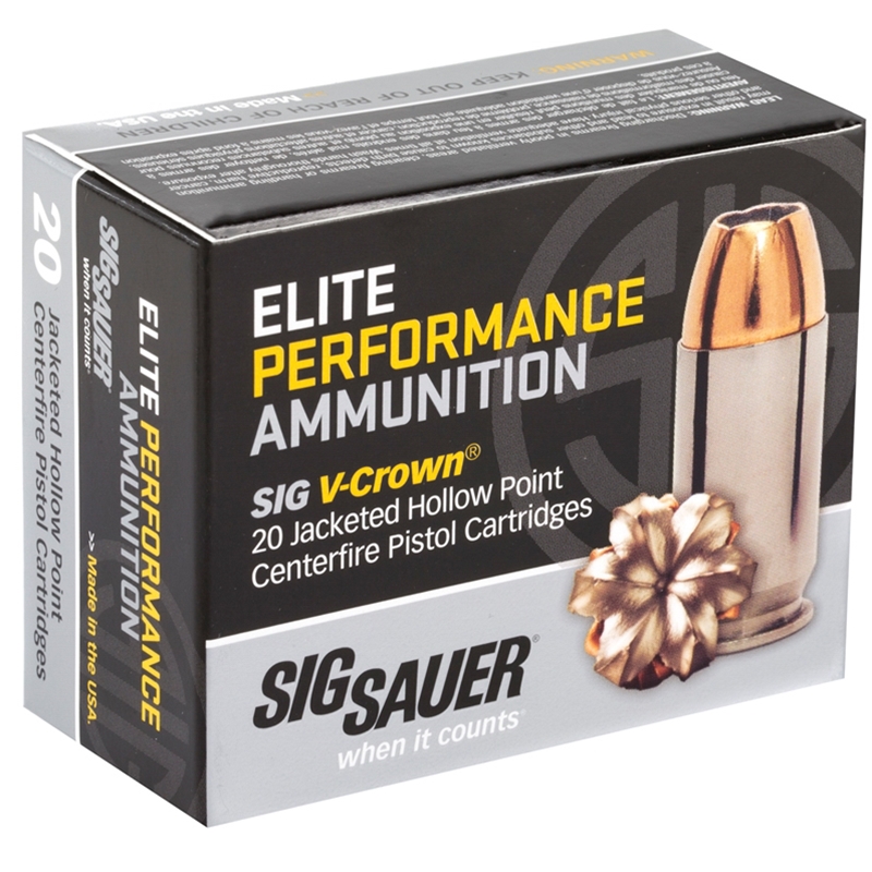 Sig Sauer Elite Performance 45 ACP Auto Ammo 230 Grain V-Crown Jacketed Hollow Point