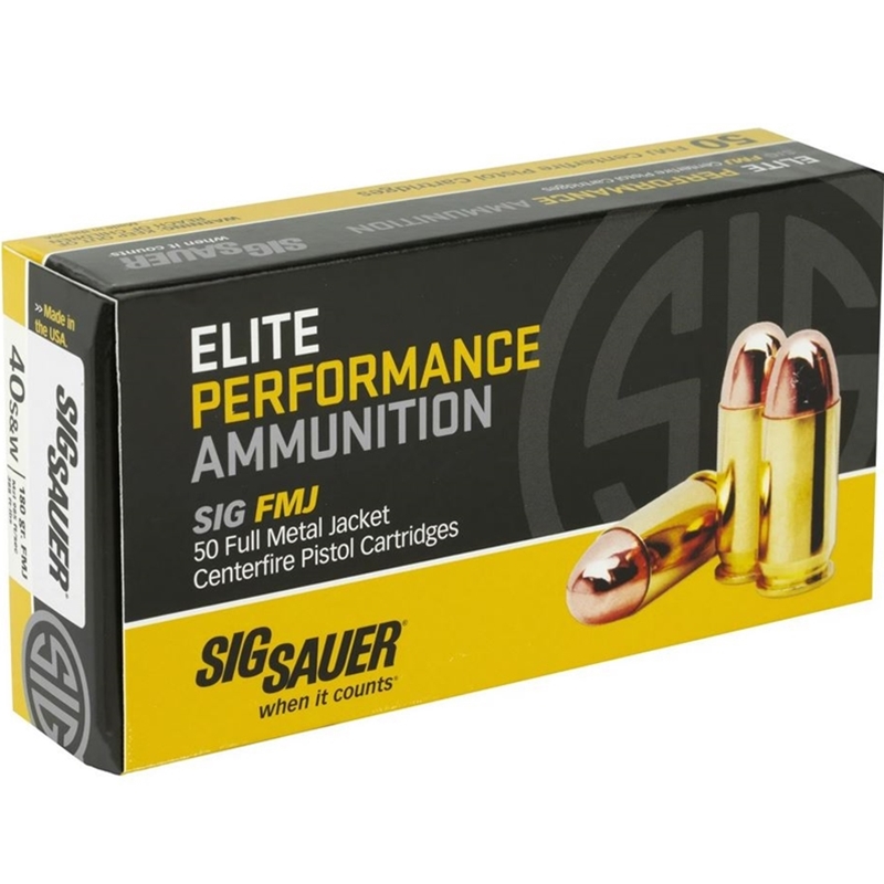 Sig Sauer Elite Performance 40 S&W Ammo 180 Grain Full Metal Jacket 