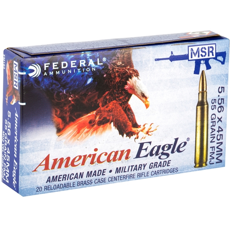 Federal American Eagle 5.56x45mm NATO Ammo 55 Grain Full Metal Jacket