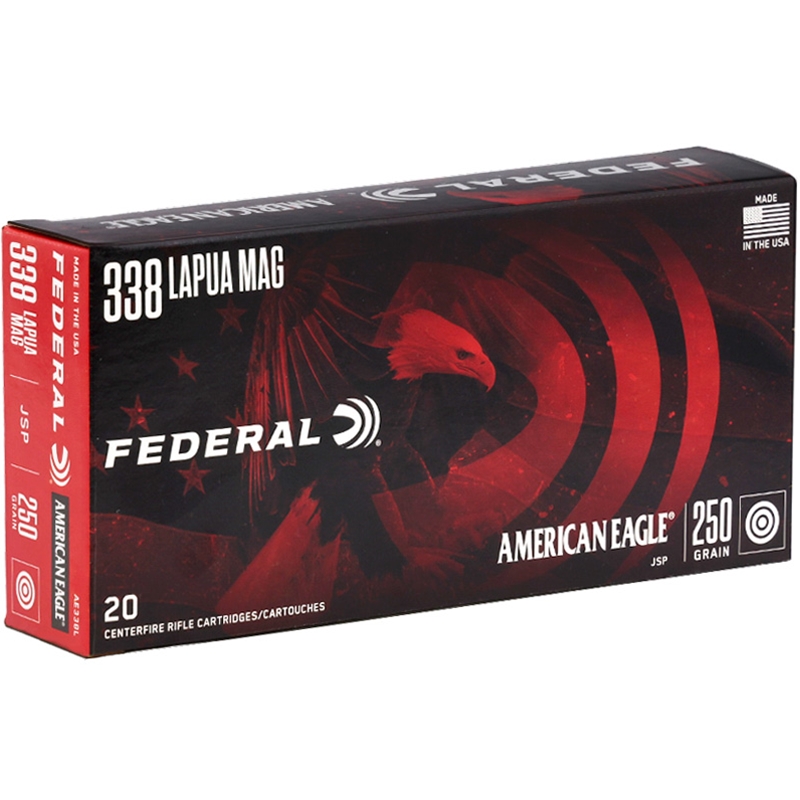 Federal American Eagle 338 Lapua Ammunition 250 Grain Jacketed Soft Point - AE338L