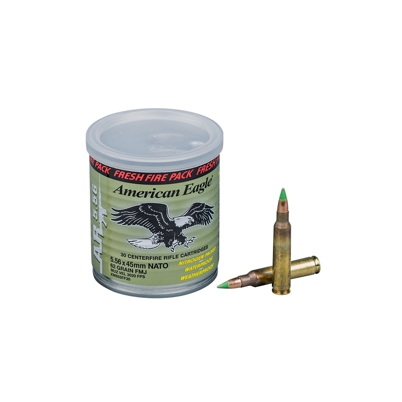 Federal American Eagle 5.56x45mm NATO Ammo 62 Grain FMJ 30 Rounds in Fresh Fire Ammo Can