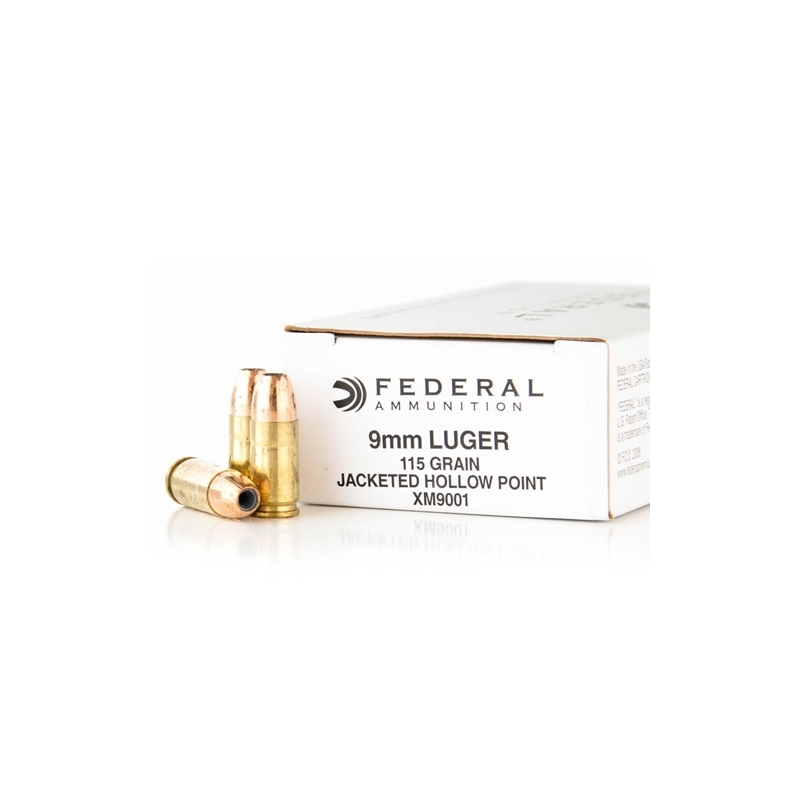 Federal Law Enforcement 9mm Luger Ammo 115 Grain Jacketed Hollow Point
