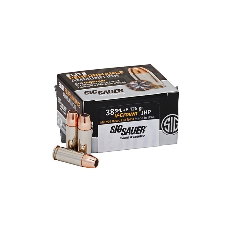 Sig Sauer Elite Performance 38 Special +P Ammo 125 Grain V-Crown Jacketed Hollow Point