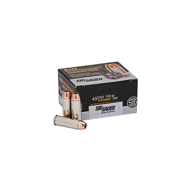 Sig Sauer Elite Performance 45 Long Colt Ammo 230 Grain V-Crown Jacketed Hollow Point