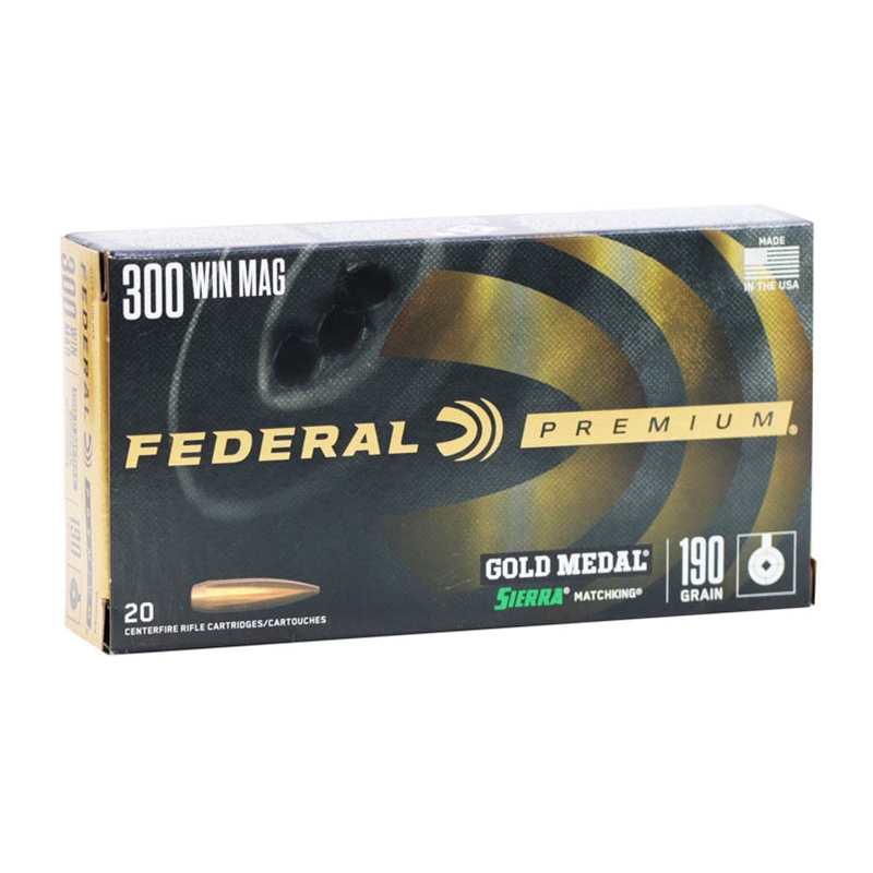 Federal Gold Medal Match 300 Winchester Magnum Ammo 190 Grain Sierra MatchKing Hollow Point