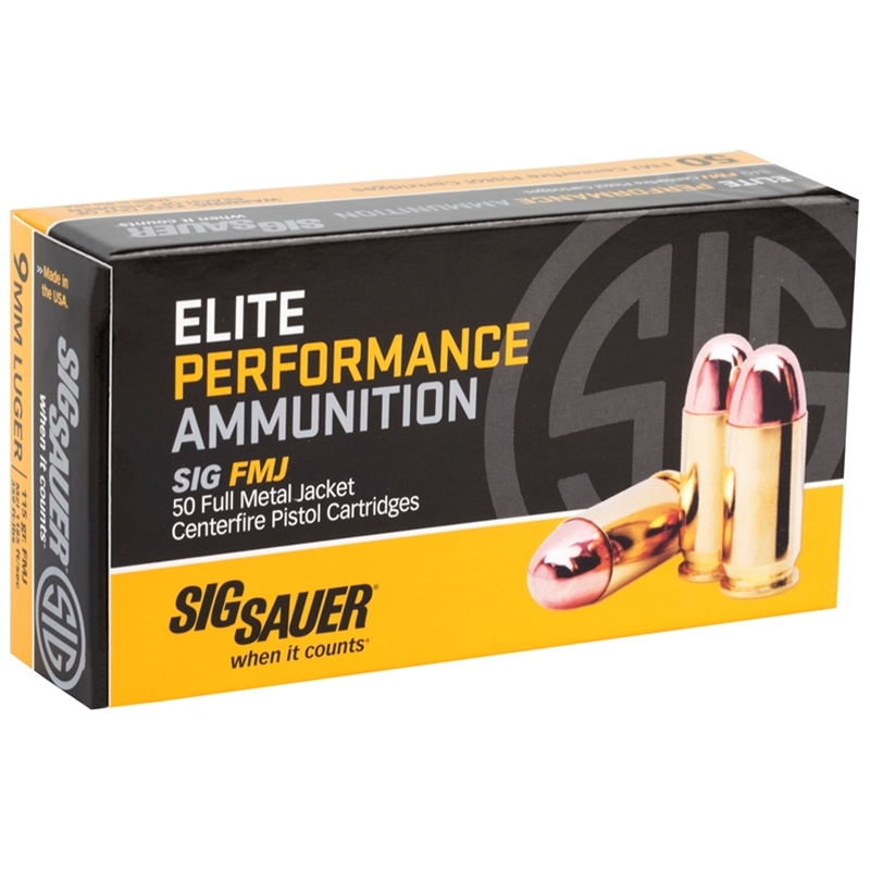 Sig Sauer Elite Performance 9mm Luger Ammo 115 Grain Full Metal Jacket