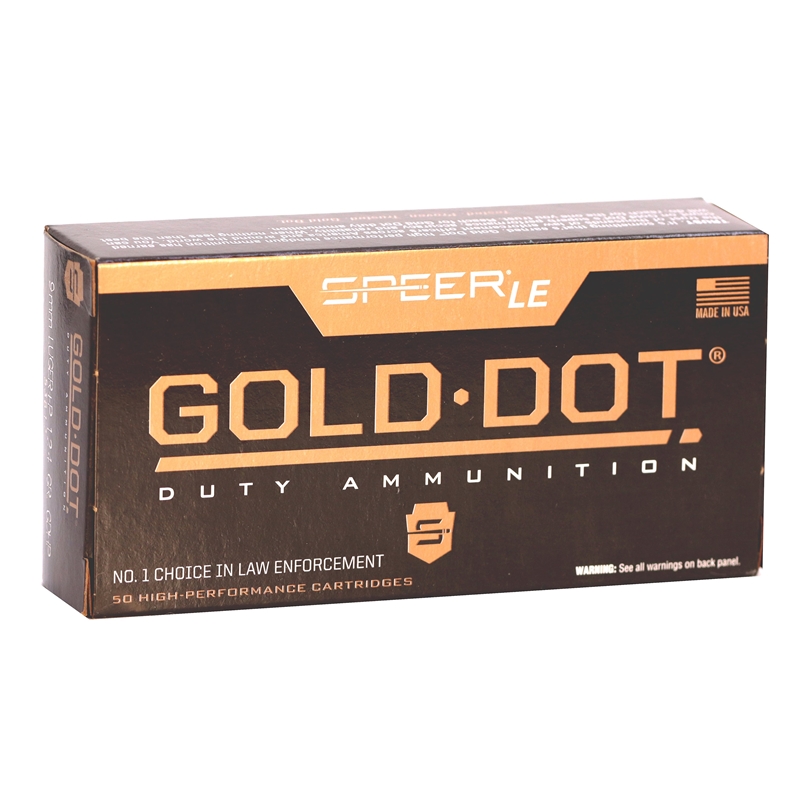 Speer Gold Dot LE Duty 9mm Luger Ammo 124 Grain +P Jacketed Hollow Point - 53617