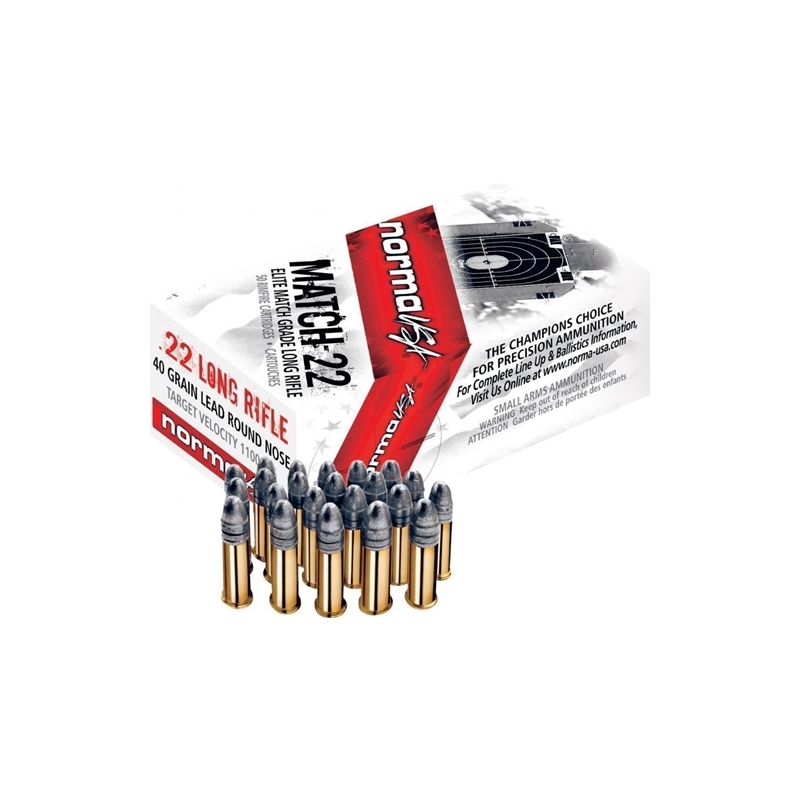 Norma USA Match 22 Long Rifle Ammo 40 Grain Lead Round Nose