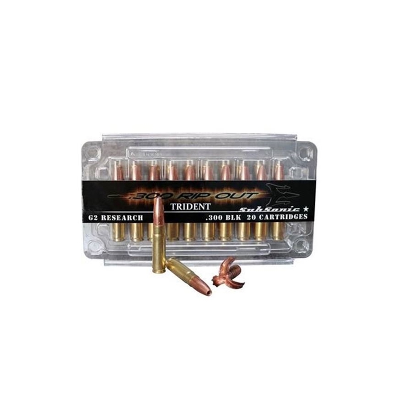 G2R RIP 300 AAC Blackout Subsonic Ammo 200 Grain Solid Copper Hollow Point 