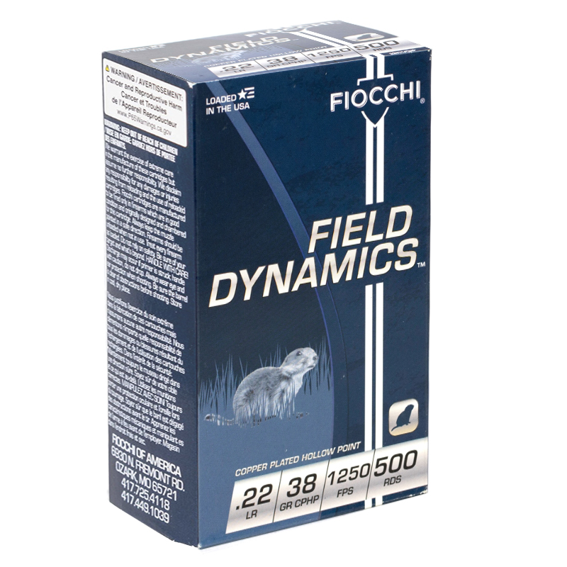 Fiocchi Field Dynamics 22 Long Rifle Ammo 38 Grain Copper Plated Hollow Point