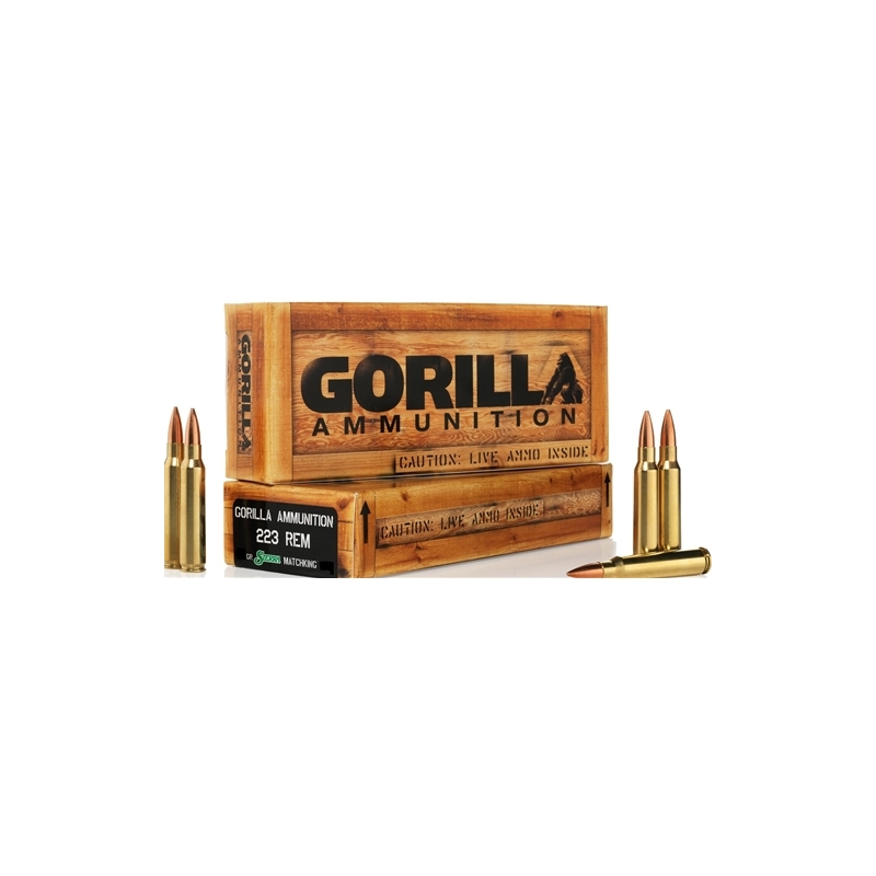 Gorilla Ammunition 223 Remington Ammo 77 Grain Sierra Match King Hollow Point 