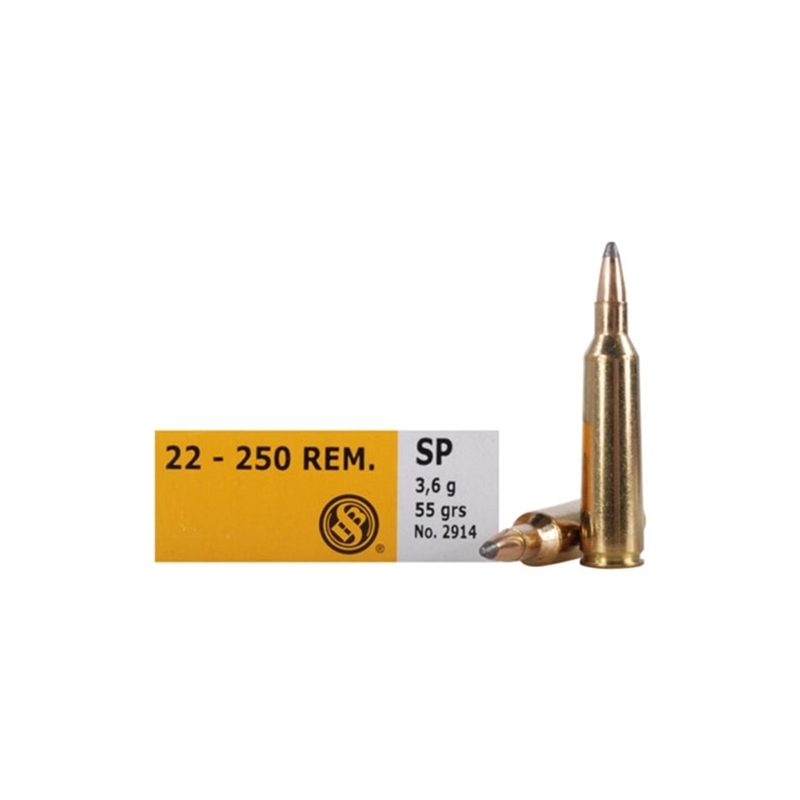 Sellier & Bellot 22-250 Remington Ammo 55 Grain Soft Point