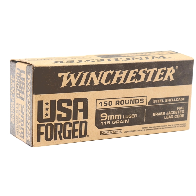 Winchester USA Forged 9mm Luger 115 Grain Full Metal Jacket Steel Cased