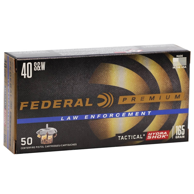 Federal Law Enforcement 40 S&W Ammo 165 Grain Hydra-Shok Jacketed Hollow Point