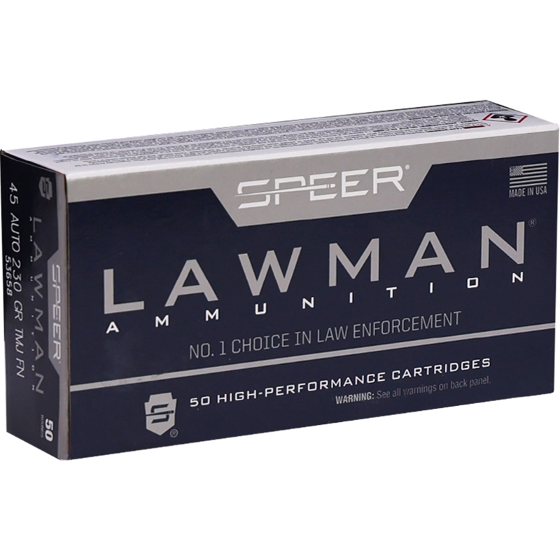 Speer Lawman 45 ACP AUTO Ammunition 230 Grain Total Metal Jacket Flat Nose - 53658