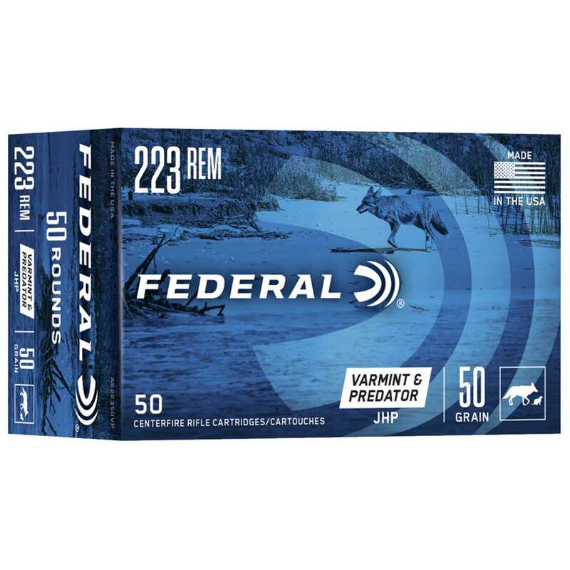 Federal American Eagle Varmint and Predator 223 Remington Ammo 50 Grain Jacketed Hollow Point