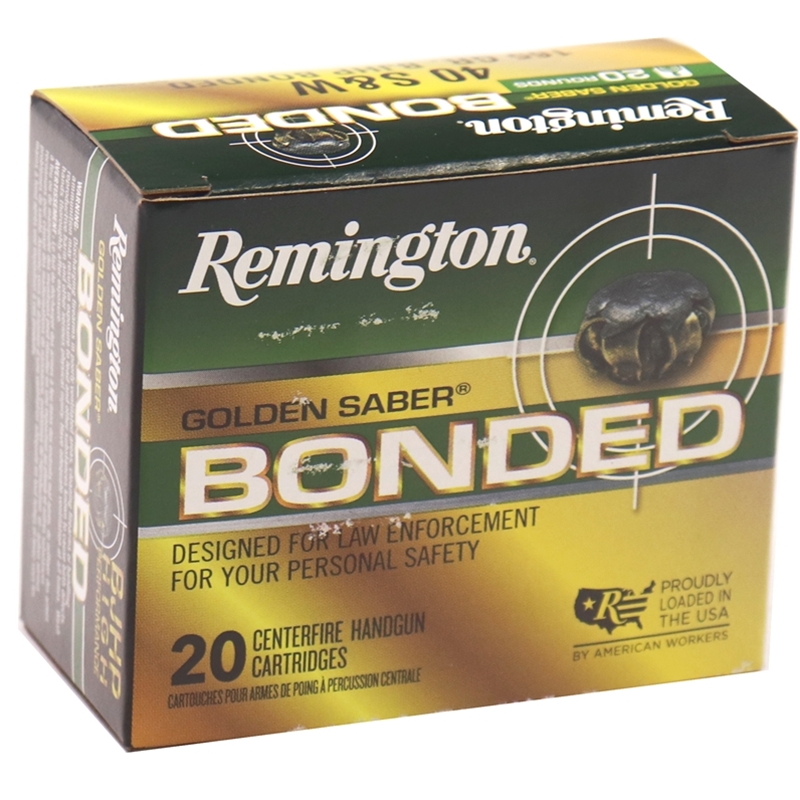 Remington Golden Saber LE 40 S&W Ammo 165 Grain Bonded Brass Jacketed Hollow Point
