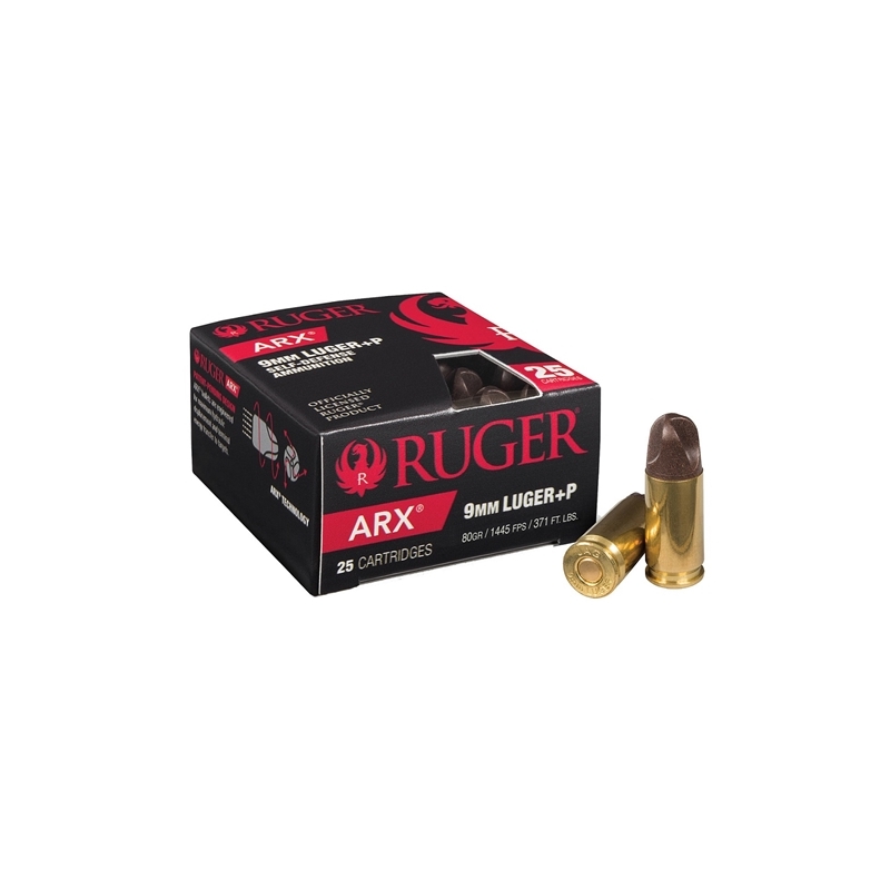 Ruger PolyCase 9mm Luger +P Ammo 80 Grain ARX 