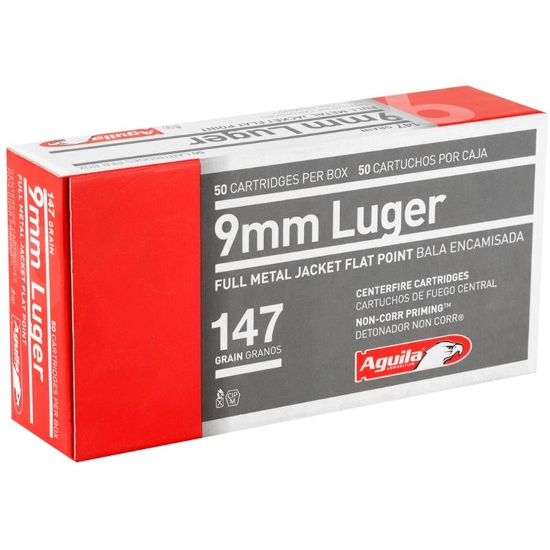 Aguila 9mm Luger Ammo 147 Grain Full Metal Jacket Flat Point