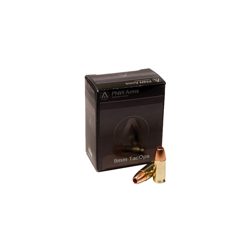 PNW TacOps 9mm Luger Ammo 115 Grain Solid Copper Hollow Point 