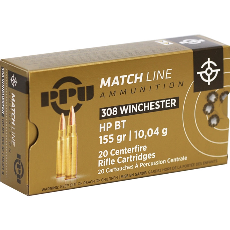 Prvi Partizan Match 308 Winchester Ammo 155 Grain Hollow Point Boat Tail