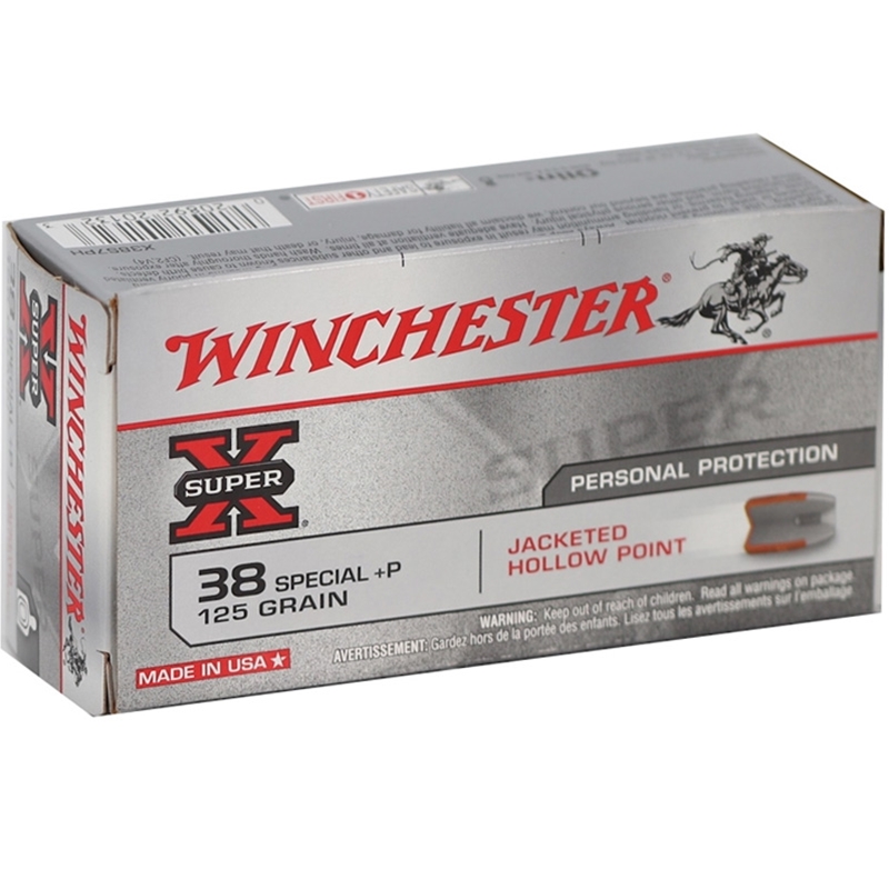 Winchester Super-X 38 Special Ammunition +P 125 Grain Jacketed Hollow Point - X38S7PH