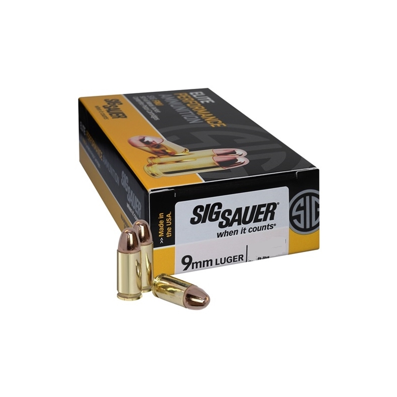 Sig Sauer Elite Performance 9mm Luger Ammo 147 Grain Full Metal Jacket