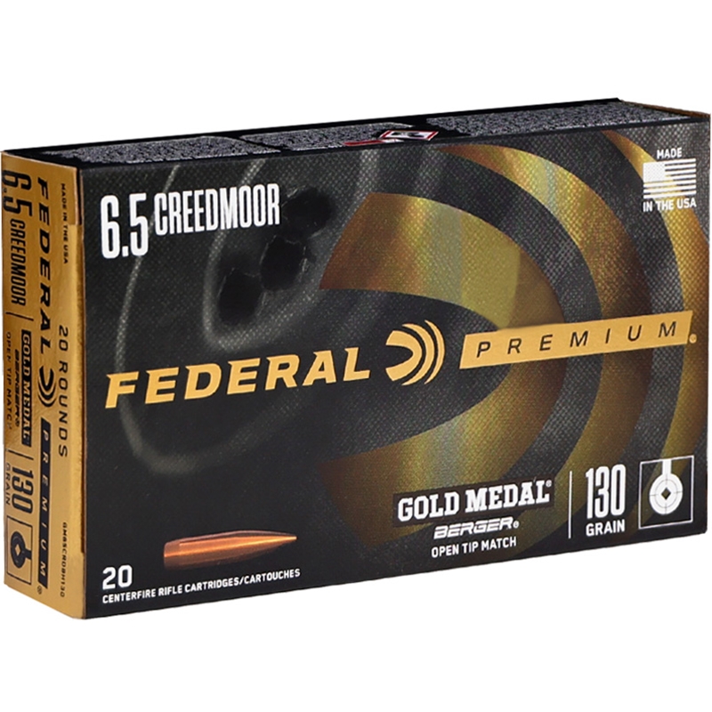 Federal Gold Medal 6.5 Creedmoor Ammunition 130 Grain Berger Hybrid OTM - GM65CRDBH130