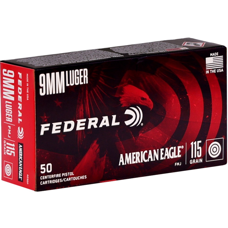 Federal American Eagle 9mm Ammo 115 Grain Full Metal Jacket - AE9DP