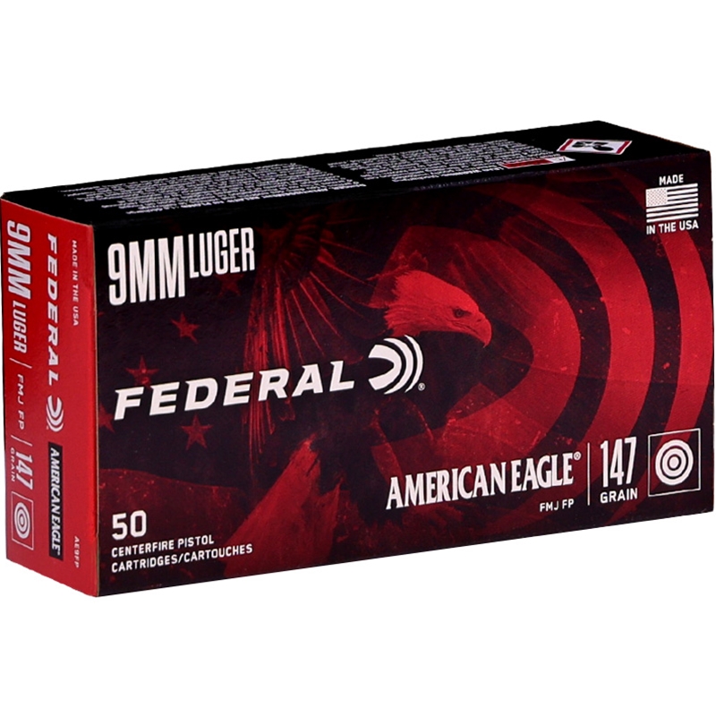 Federal American Eagle 9mm Luger Ammo 147 Grain Full Metal Jacket