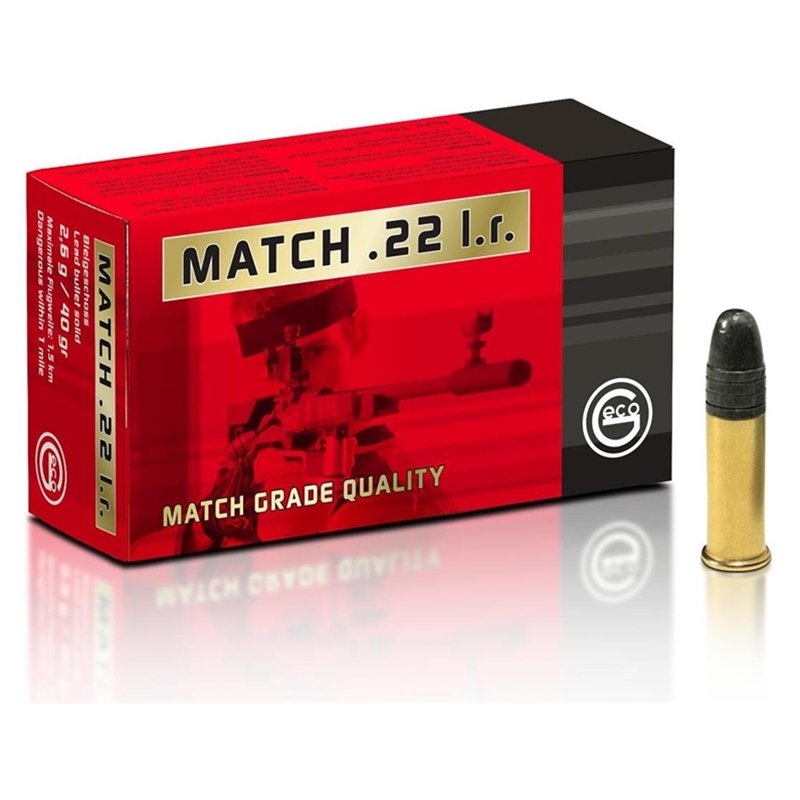 Geco Match 22 Long Rifle Ammo 40 Grain Lead Round Nose