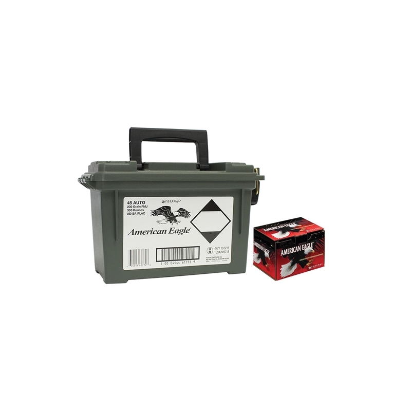 Federal American Eagle 45 ACP Auto Ammo 230 Grain Full Metal Jacket 300 Rounds in Ammo Can