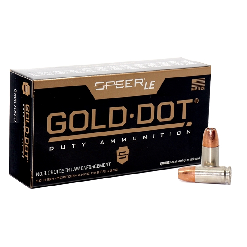 Speer Gold Dot LE Duty 9mm Luger Ammo 115 Grain +P+ Jacketed Hollow Point