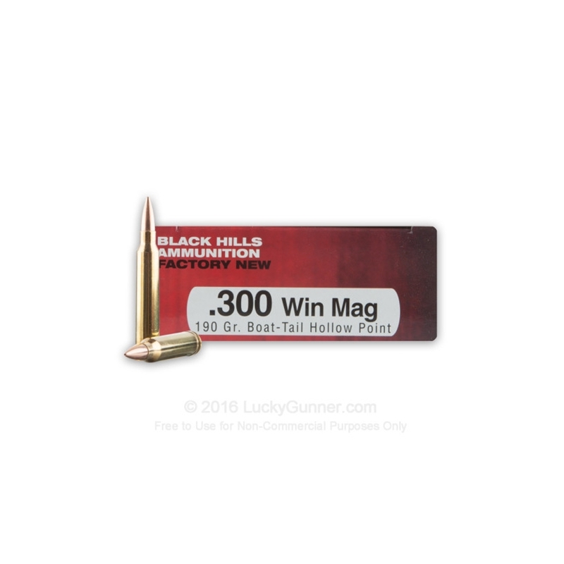Black Hills 300 Winchester Magnum Ammo 190 Grain Match Hollow Point Boat Tail