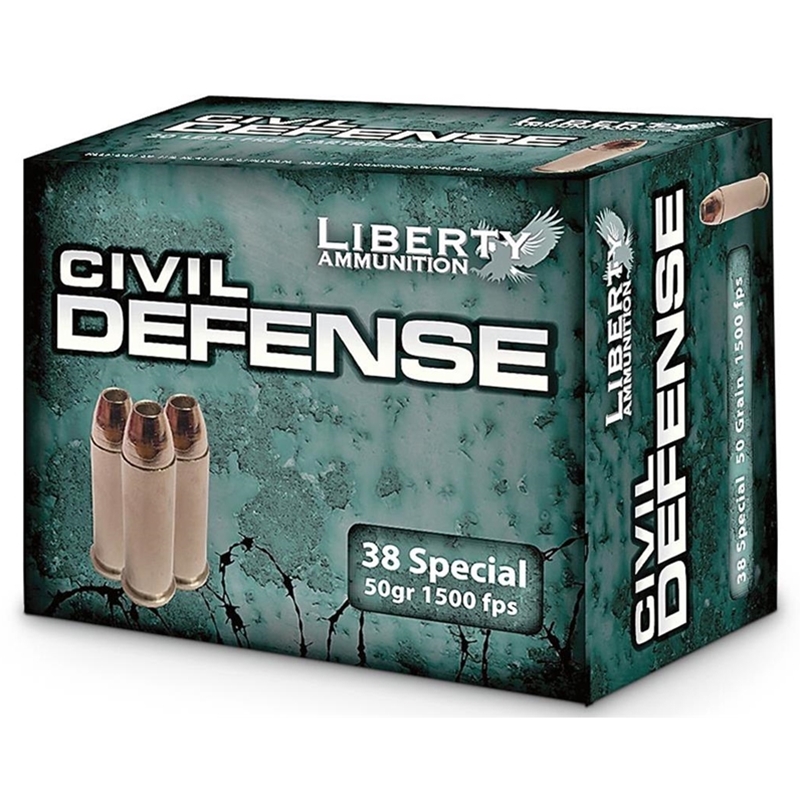 Liberty Civil Defense 38 Special Ammo 50 Grain Fragmenting Copper Hollow Point Lead Free