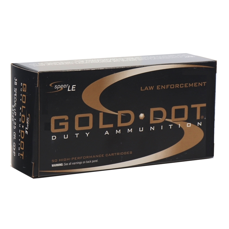 Speer Gold Dot LE Duty 38 Special Ammo 125 Grain +P Jacketed Hollow Point