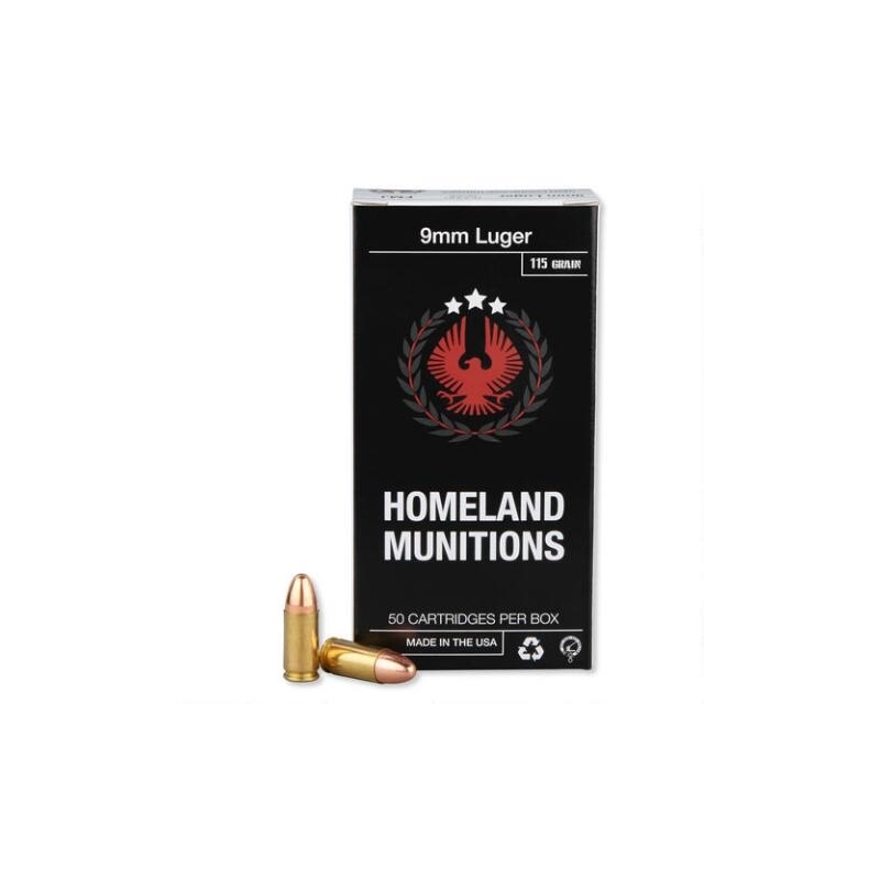 Homeland Munitions 9mm Luger Ammo 115 Grain Full Metal Jacket