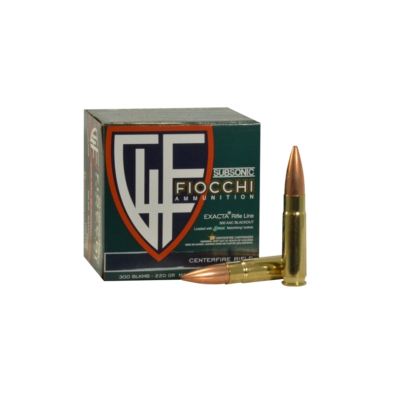 Fiocchi Shooting Dynamics 300 AAC Blackout Subsonic Ammo 220 Grain Sierra MatchKing Hollow Point